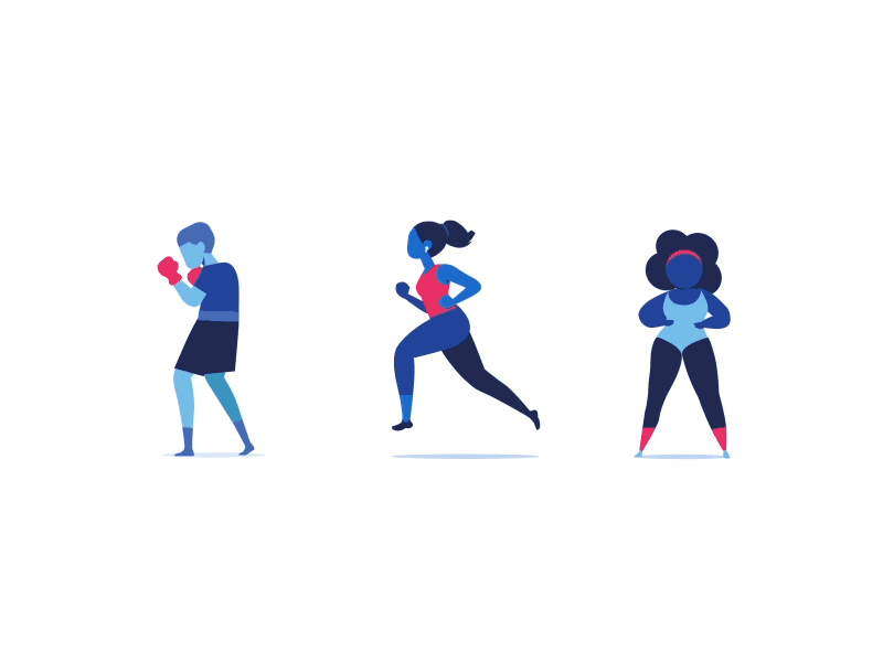 PF - Fitness cycles animation boxing character design fitness gif gym illustration loop motion run run cycle running wellness yoga