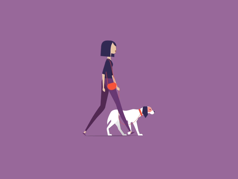 RMN Walkcycle 2d animal animation character character design dog dog walking gif illustration loop motion motion design motion graphics walkcycle woman