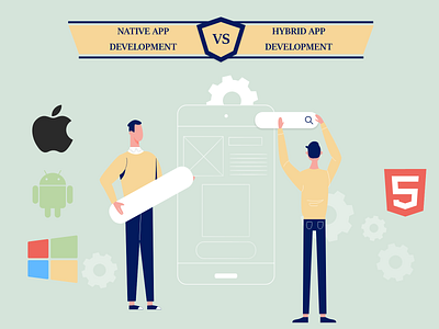 Native vs Hybrid App Development android branding design graphic design hybrid app development illustration ios logo mobile app mobile app development motion graphics native app native app development ui vector