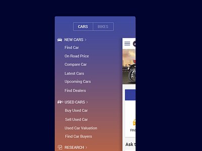 Mobile Tab menu