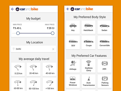 Car Recommendation Filter of Mobile App