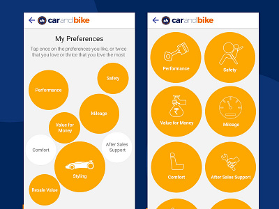 Tapping Car Preferences in Mobile App