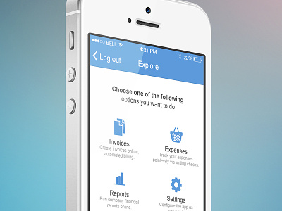 Explore screen accounting clean ios iphone