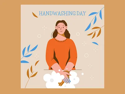 Washing hands character color colorful cute design girl hands illustration minimal nature vector virus wash washing web woman