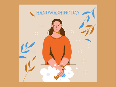 Washing hands character color colorful cute design girl hands illustration minimal nature vector virus wash washing web woman