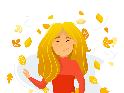 Fairy Leaves autumn character color colorful design girl illustration vector yellow