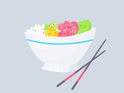 Poke One Love:) bowl color colorful design food illustration minimal poke vector