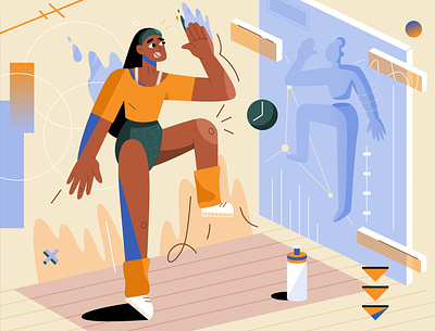 Gym at home character color colorful cute design girl gym home illustration sport vector