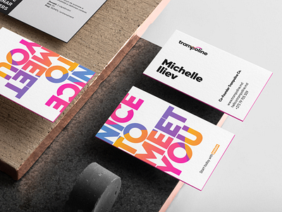 Trampoline Business Cards brand businesscard cards color contacts cool different founder identity illustrator logo meet mockup modern nice toy trampoline vector you