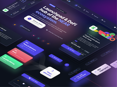 Crypto Launchpad Components branding color components cool crypto dark design liquidity modern nft theme ui vector