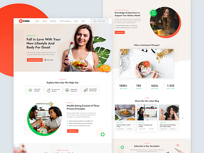 Cura - Website Design for Nutritionist cura cure health health coach healthcare healthy healthyfood landing nutrition nutritionist nutritionist landing