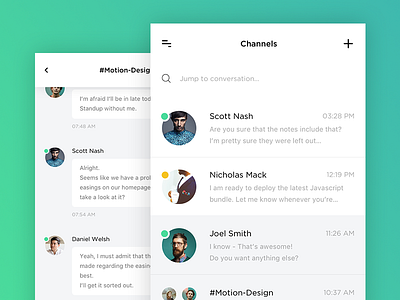 Introducing New Interface for Slack - Messaging App app flat graidents interface ios messaging profile slack ui ux