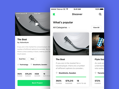 Kickstarter Concept design flat interface kickstarter light modern ui ux web