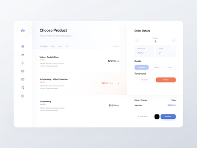Dashboard Order Flow account admin panel analytics blue choose product dashboard muted colors ndro orange order details order flow ordering price list product product design saas saas app saas dashboard saas design saas website