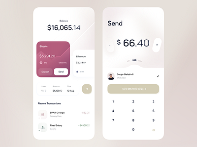 Finance App — Dashboard, Send Money app app design balance banking banking app bankingapp bitcoin credit card deposit ethereum fintech lending pay bill payment recipient send send money send payment transaction transfer