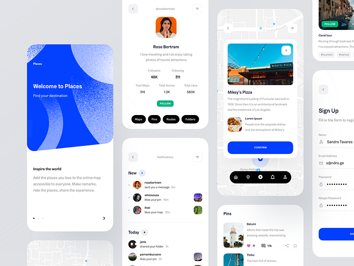 Places App by Sandro Tavartkiladze on Dribbble