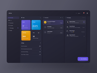 Hrms Dashboard Exploration (Dark + Light Theme) candidate community contacts dark theme dashboard data visualization hr cloud hr software hr tool hrms job job listing jobs jobsite profile card recruiters recruiting vacancies vacancy workspace