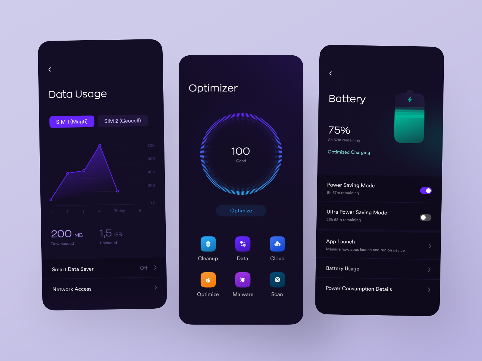 Optimizer App by Sandro Tavartkiladze for Steelmonk on Dribbble