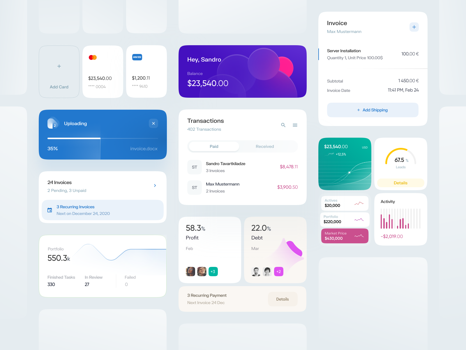 Dashboard Elements by Sandro Tavartkiladze for New Monday on Dribbble