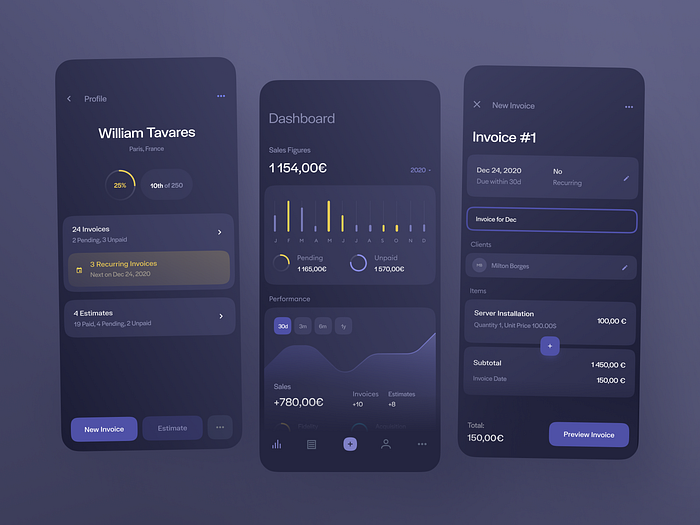 Finance App (Dark Theme) by Sandro Tavartkiladze for New Monday on Dribbble