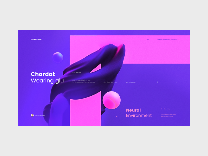 Glumought — Art Blog Concept tavdro sandro tavartkiladze i minimalism minimal interface ui abstract pink neon blue concept clean art