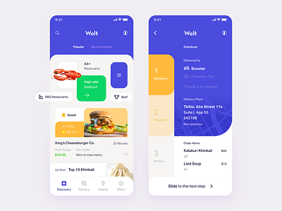 Wolt — Redesign Concept blue blue and yellow burger crab delivery food food and beverage food delivery ios iphone khinkali minimal mobile responsive sandro tavartkiladze tavdro tbilisi ui ux wolt