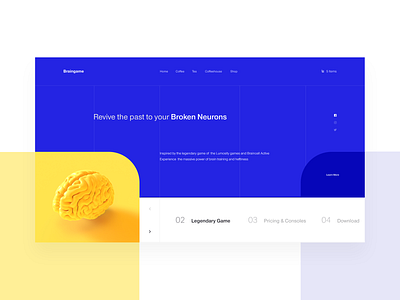 Braingame — Hero Page (WIP) blue brain braingame clean design game grid inspiration interface minimal minimalism sandro tavartkiladze tavdro ui web white whitespace