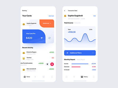 Banking App — Main Page & History by Sandro Tavartkiladze for Awsmd on ...