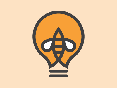 Beeees bee bulb lightbulb logo simple yellow