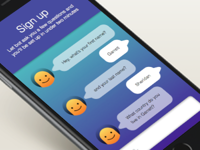 Signup #dailyui #001 001 avatar bot chat dailyui mobile speech bubble