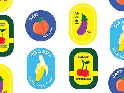 GASP fruit icons food fruit icon illustration logo type