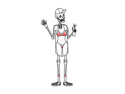 Hot Girl Halloween cartoon funny halloween holiday hotgirl humor illustration skeleton skull spooky vans