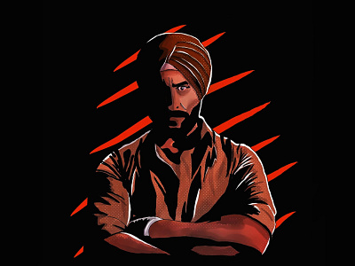 Sartaj - Sacred Games Illustration 2d character clean design illustration india indian netflix night orange police sacred games series