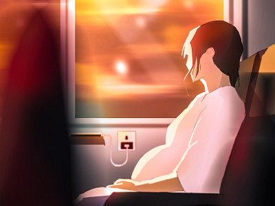 Train to Tokyo - Quarantine Illustration #2 2d after effects anime character clean coronavirus design girl illustration japan light mobile motion quarantine train