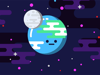 Earth and Moon 2d ae after effects animation clean cosmos design illustration kurzgesagt motion space stars