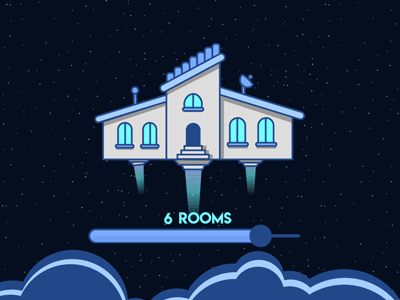 Responsive House: Off to Space after effects animation blue building gif house icon illustration responsive slider ui ux