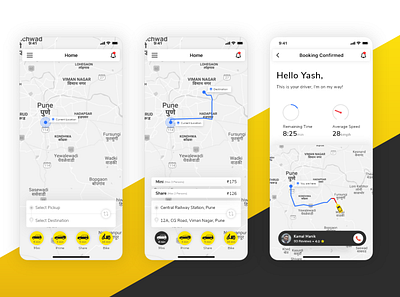 Cab Services App clean design main screens minimal mobile app service app taxi app ui