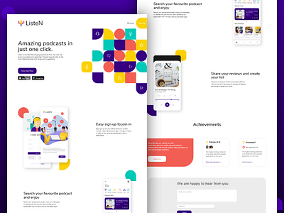 Podcast App Landing Page clean landingpage podcast app podcastapp web design webdesign