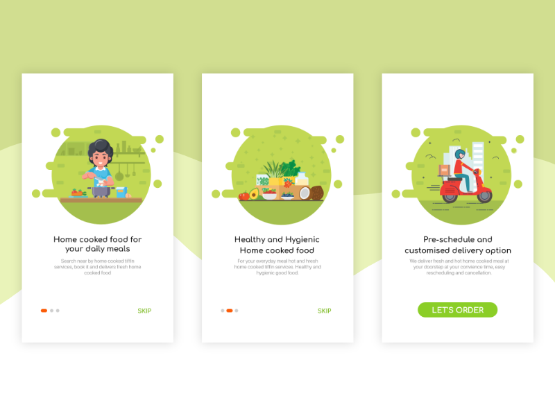 Onbaording Screens For Home Cooked Food Delivery App By Ishita D