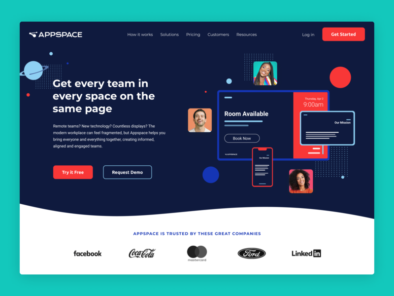 Appspace Homepage Hero Concept blue bright colors daily ui darkmode homepage illustration illustrator logo modern red space ui ui design ux web web designer webdesign