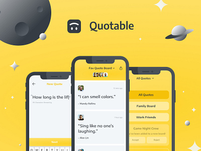 Quotable ✨🙃 app branding daily ui flat icon illustration illustrator ios ios app design mobile mobile app mobile design mobile ui ui ui design vector yellow