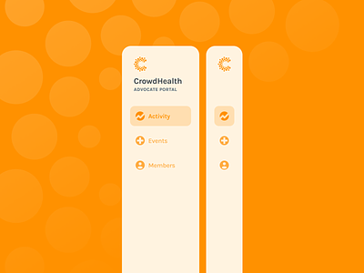 CrowdHealth Portal Side-Nav application healthcare icon design modern navigation orange sidebar startup ui ui design ux ux design