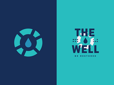 The Well blue branding church logo design water