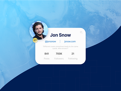 Daily UI - Profile app design daily ui game of thrones got jon snow profile card ui design