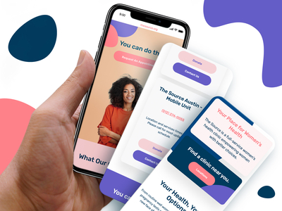 The Source Mobile Design app blue branding buttons clinic healthcare light locations mobile mobile app design pink purple shapes texas ui ui design ux website womens health