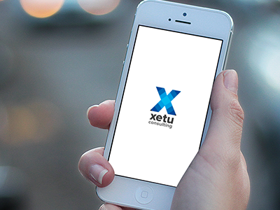 xetu consulting logo blue brand identity logo