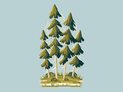 A couple of Pine Trees digitalartist forest illustration nature outdoors photoshop pine tree pinecone plants trees wacom wacom cintiq