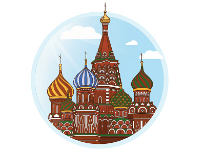 Moscow city illustration moscow the saint basils cathedral