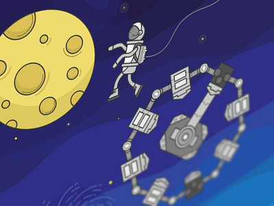 Space astronaut illustration moon space vector