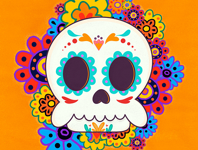 Day of the dead dayofthedead design designer flowers illustration illustration art illustration digital illustrator mexicanculture orange skull vector